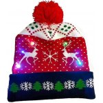 Svítící čepice na zimu s bambulí Vánoční s Led Christmas Deer – Zboží Dáma