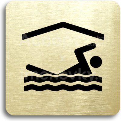 ACCEPT Piktogram bazén krytý - zlatá tabulka - černý tisk bez rámečku – Zboží Mobilmania