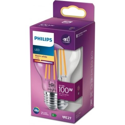 Philips LED žárovka E27 100W 2700K 11W čirá