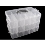 Prima-obchod Velký plastový box kufřík rozkládací 3 patra, barva transparent 19 x 33 cm – Zboží Dáma