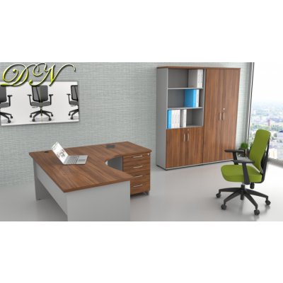 NABYTEK-DESIGNOVY.CZ - ZE 1.12 19 Sestava kancelářského nábytku Komfort 1.12 ořech/šedá – Zboží Dáma