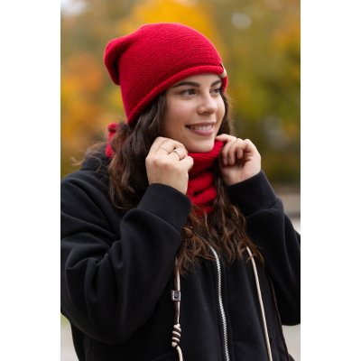 Italy fashion zimní set čepice a nákrčník červená – Hledejceny.cz