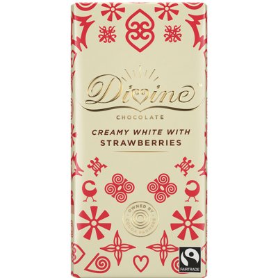 Divine bílá s jahodami a vanilkou 25% 90 g – Zboží Mobilmania