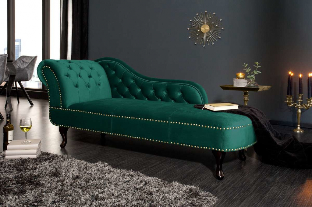 LuxD Chesterfield zelený samet