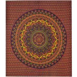 Sanu Babu přehoz na postel pestrobarevná mandala modro-oranžový 230 x 202cm – Sleviste.cz