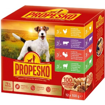 Propesko Adult kuře & hovězí & krůta & jehně 12 x 100 g – Sleviste.cz