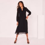 Plisované midi šaty s řetízkovým páskem DHJ-SK-13168.21X black – Hledejceny.cz