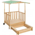 Tectake Hrací domeček s verandou a pískovištěm 106x105x137cm zelená – Zboží Mobilmania
