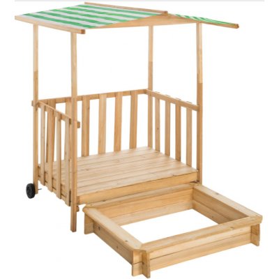 Tectake Hrací domeček s verandou a pískovištěm 106x105x137cm zelená – Zboží Mobilmania