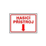 Hasící přístroj (text se směrovou šipkou dolů) - A4 - samolepící