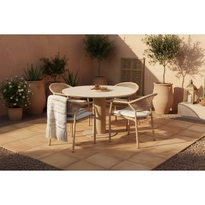Hartman Taragona & Girona cappuccino – kulatý stůl 120 cm + 4 křesla – Hledejceny.cz
