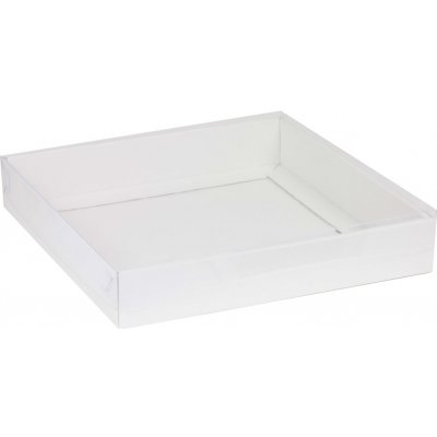 Dárková krabice s průhledným víkem 300x300x50/35 mm, bílá – Zboží Mobilmania
