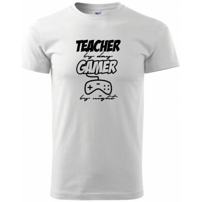 Teacher by Day Gamer by Night klasické pánské triko bílá – Zboží Mobilmania