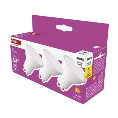 EMOS LED žárovka Classic MR16 GU10 7 W 60 W 806 lm neutrální bílá 3 ks – Hledejceny.cz