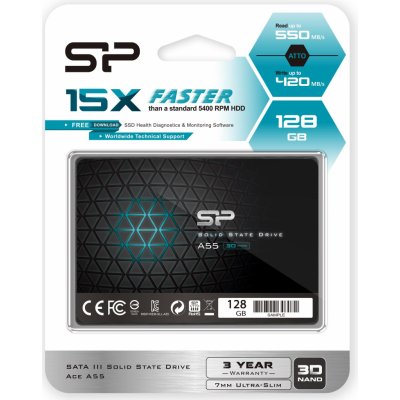Silicon Power SSD A55 128GB, 2.5'', SATA III, SP128GBSS3A55S25