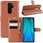 Litchi PU kožené peněženkové pouzdro na mobil Xiaomi Redmi Note 8 Pro - hnědé – Zboží Živě