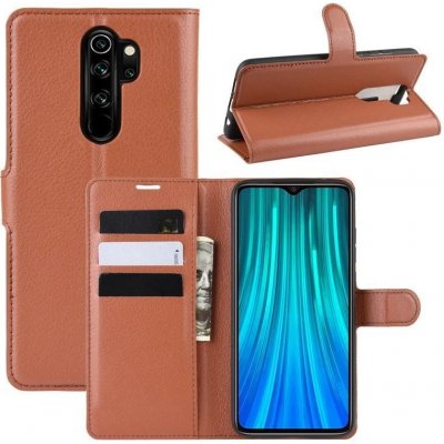 Litchi PU kožené peněženkové pouzdro na mobil Xiaomi Redmi Note 8 Pro - hnědé – Zboží Živě