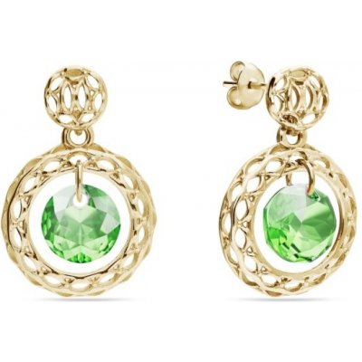 Spark se Swarovski Elements Circle Ajour gold KWAG64308PE Peridot zelené – Hledejceny.cz