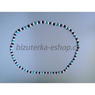 Bizuterka-eshop.cz dřevěné korálky na krk bílo černo modré BZ-07145 – Zboží Dáma