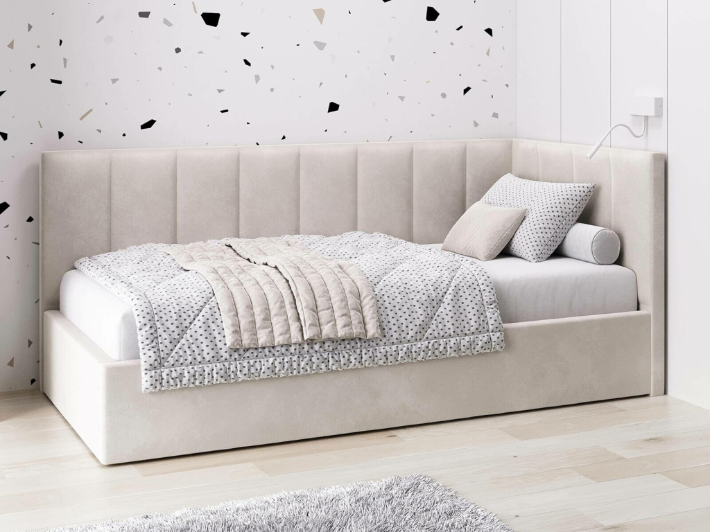 AMI Nábytek Tom s roštem a úložným prostorem béžový Velvet
