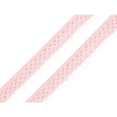 Bavlněná krajka šíře 12 mm paličkovaná - 5m Barva: růžová sv. – Zboží Mobilmania