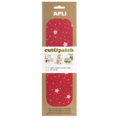 Apli Cut & Patch papír na ubrouskovou techniku Červený s hvězdami 30 x 50 cm 3 kusy – Zbozi.Blesk.cz