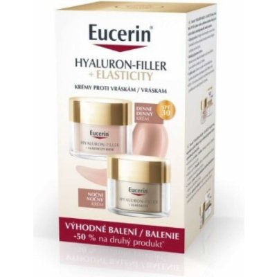 Eucerin Hyaluron-Filler + Elasticity Rosé denní krém 50 ml + noční krém 50 ml – Zboží Mobilmania