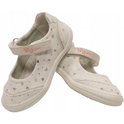 Wojtyłko balerínky bílé mašličky seruszka na suchý zip – Zboží Dáma