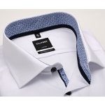 Olymp Luxor Modern Fit košile s modrobílým vnitřním límcem manžetou a légou bílá – Sleviste.cz