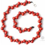 Kouzlo bižuterie dřevěné korále Perličky červená S3384 – Zboží Dáma