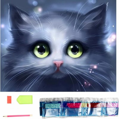 Norimpex Diamantové malování Šedé kotě 30 x 40 cm – Zboží Mobilmania