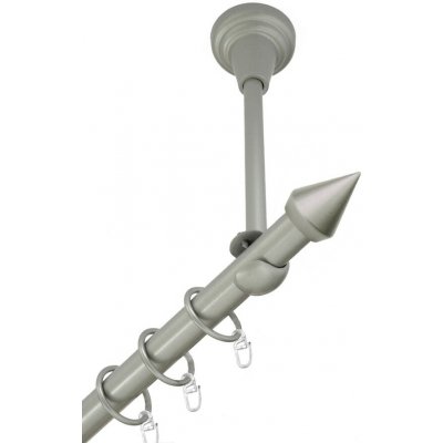 OK-GarnýžeCZ Garnýž kovová jednořadá 16mm Hrot stříbrná mat 100 cm do stropu / kroužky s háčkem – Sleviste.cz