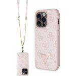 Pouzdro Guess PU 4G Strass Triangle Metal Logo + Crossbody Popruh iPhone 15 Pro Max růžové – Hledejceny.cz