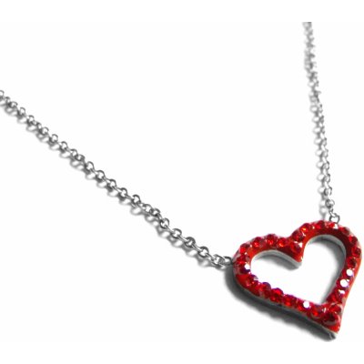 Steel Jewelry Náhrdelník červené srdce z chirurgické oceli NH171024