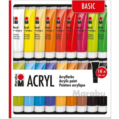 Sada akrylových barev Marabu 18x36 ml – Zboží Dáma