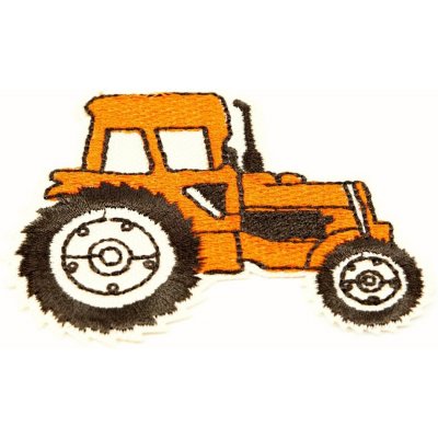 Nažehlovací záplata - Traktor - zelená, modrá, oranžová, červená - rozměr 6,7 cm x 7 cm Traktor - oranžová – Zboží Dáma
