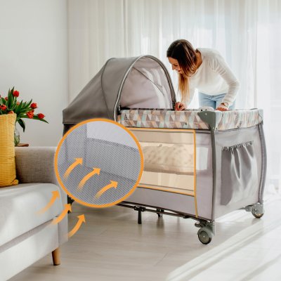 Lionelo cestovní postýlka SVEN plus Beige Latte – Zboží Mobilmania