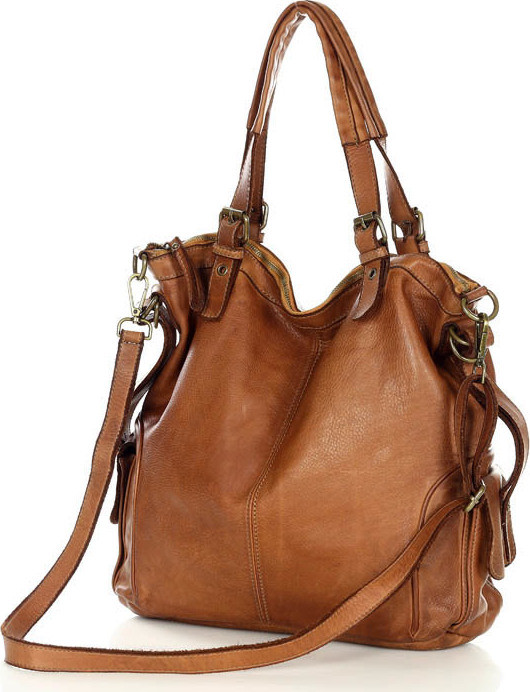 Mazzini Marco camel kožená shopper kabelka v145b