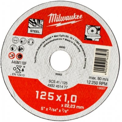 MILWAUKEE kotouč řezný na kov 125x1,0mm SCS41 4932451477 – Zboží Mobilmania