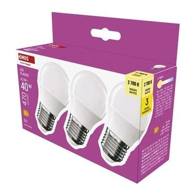 Emos LED žárovka Classic Mini Globe E27 4,2 W 40 W 470 lm teplá bílá 3 ks – Hledejceny.cz