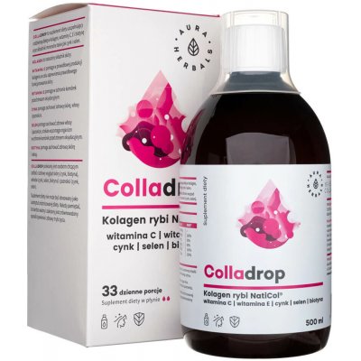 Aura Herbals Colladrop Kolagen NatiCol + vit.C,E zinok selén biotín 500 ml – Hledejceny.cz