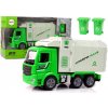 Auta, bagry, technika LEANToys Import Zelený odpadkový vůz Pohyblivý kontejner Světelná kola