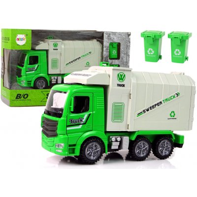 LEANToys Import Zelený odpadkový vůz Pohyblivý kontejner Světelná kola – Zboží Mobilmania