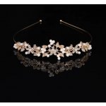 B-Top svatební korunka s květinovým motivem a perlami zlatá – Sleviste.cz