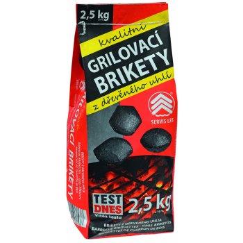 Servis Les grilovací brikety, dřevěné uhlí, 2,5 kg