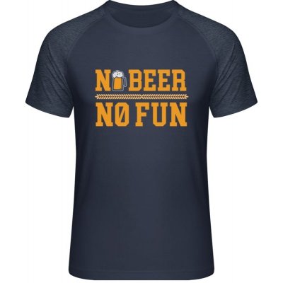 MyMate prodloužené triko MY111 - Pivní design - No Beer No Fun - Navy / Heather Navy