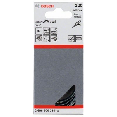 3x Brusný pás - brusivo pro pásové brusky a pilníky Bosch Expert for Metal X450 13x457mm, zr. 120 (2608606219) – Zboží Mobilmania