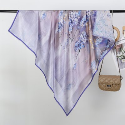 hedvábný šátek modro-fialkové květy – Zboží Mobilmania