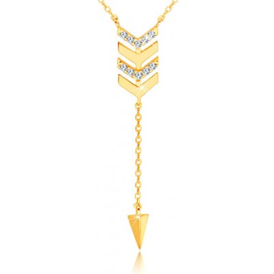Šperky eshop Zlatý šíp s řetízkem hrot zirkony čiré barvy S1GG234.24 – Zboží Mobilmania