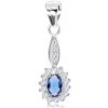 Přívěsky Šperky Eshop Přívěsek modrý oválný zirkon čirý lem, úzké blýskavé zrnko SP77.22